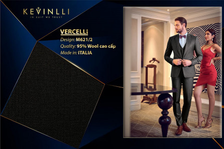 M621/2 Vercelli CVM - Vải Suit 95% Wool - Đen Caro
